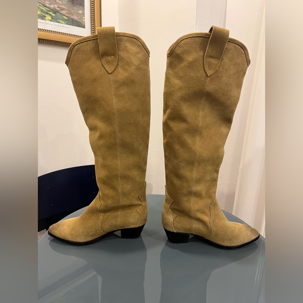 Isabel Marant Tan Suede Denvee Tall Western Boot - Picture 4 of 14